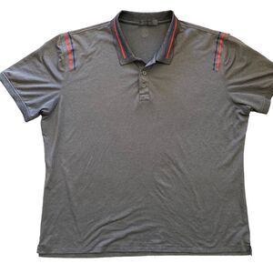 G/Fore Polo Shirt Mens XXL Gray Red Blue Trim Collar Pullover Golf Casual